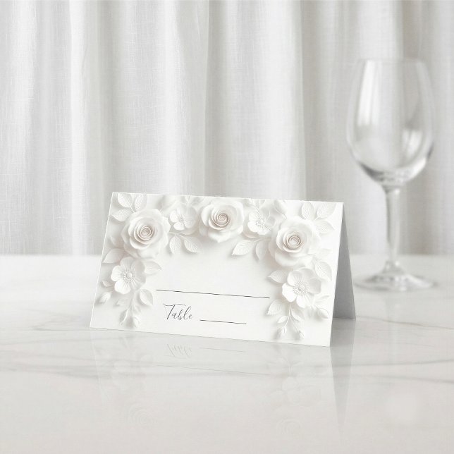Carte De Placement Mariage aux fleurs 3D blanches en arc (Créateur téléchargé)