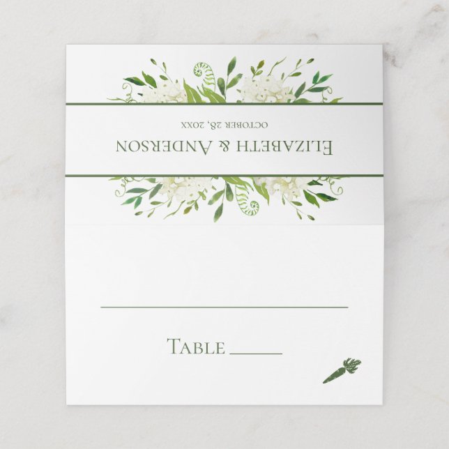 Carte De Placement Mariage aux Hortensias Blancs (Extérieur déplié)
