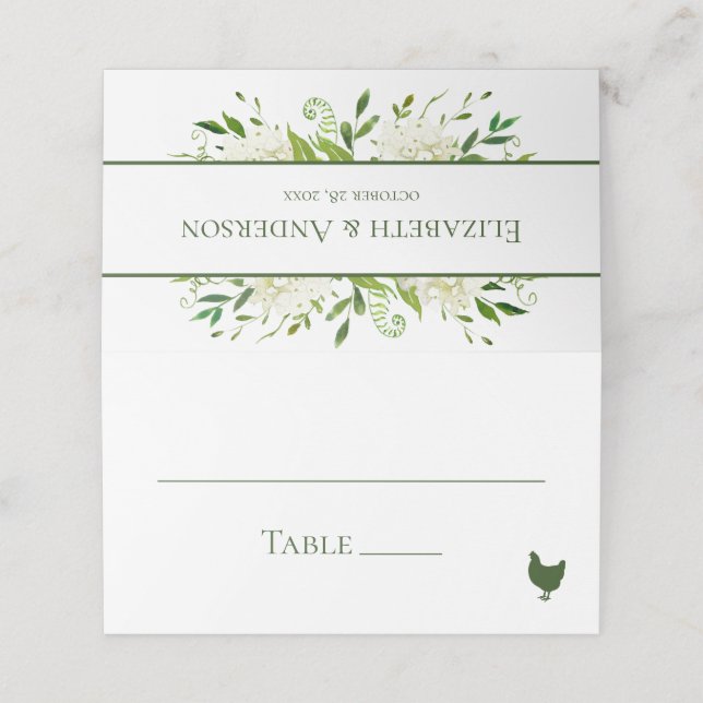Carte De Placement Mariage aux Hortensias Blancs (Extérieur déplié)