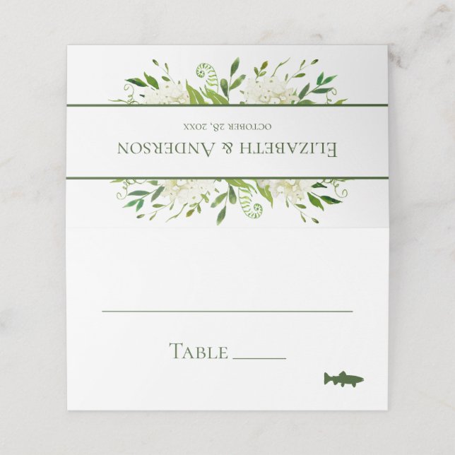 Carte De Placement Mariage aux Hortensias Blancs (Extérieur déplié)