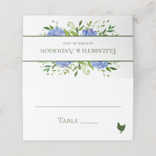 Carte De Placement Mariage aux Hortensias Bleus