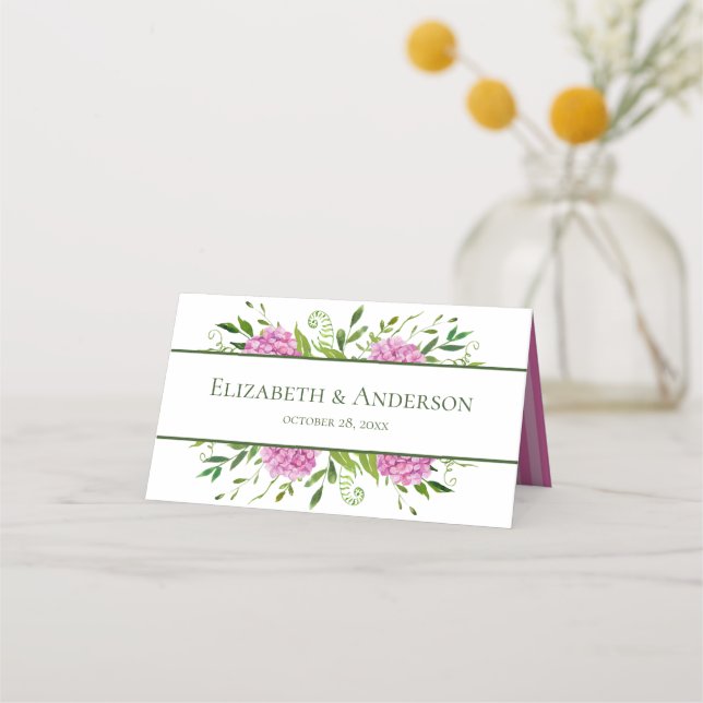 Carte De Placement Mariage aux Hortensias Roses (Dos)