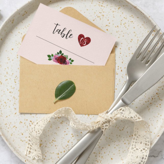 Carte De Placement Mariage aux Roses Rouges et Roses (Créateur téléchargé)