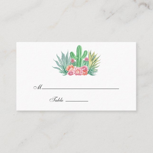 Carte De Placement Mariage aux Succulents Aquarelle (Devant)
