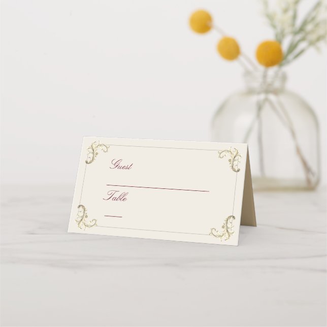 Carte De Placement Mariage Baroque Or et Bourgogne (Devant)