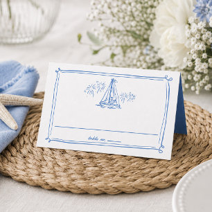Carte De Placement Mariage Bateau Plage Doodles Dessinés à la Main Th