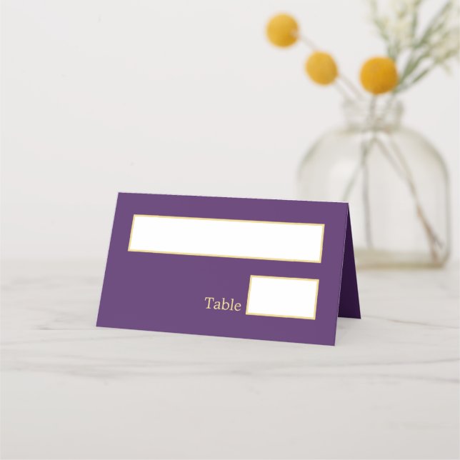 Carte De Placement Mariage beige violet doré Plié Carte Place (Devant)