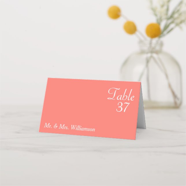 Carte De Placement Mariage blanc corail (Devant)