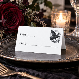 Carte De Placement Mariage Blanc Toile Gothique Vintage Corbeau