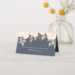 Carte De Placement Mariage Bleu Elegant Aquarelle Numéro de tableau