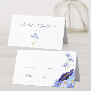 Carte De Placement Mariage bleu Fleur sauvage moderne