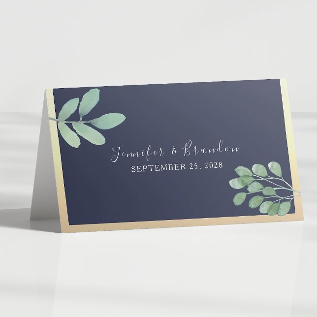 Carte De Placement Mariage Bleu Nuit Botanique (Créateur téléchargé)