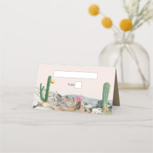 Carte De Placement Mariage bohème au cactus du désert à l'aquarelle