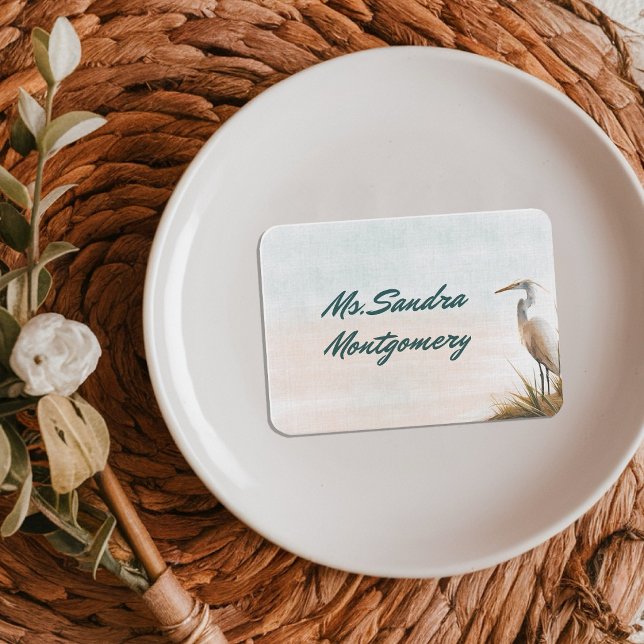 Carte De Placement Mariage Bohème Côtier Aigrette Blanche (Créateur téléchargé)