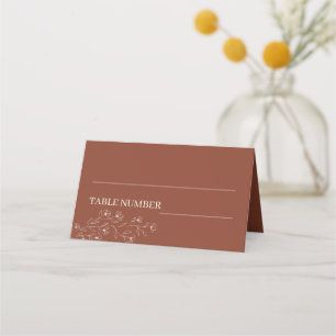 Carte De Placement Mariage Bohème Fleurie Minuscule en Terre Cuite et