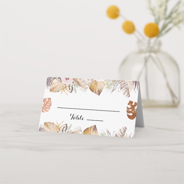 Carte De Placement Mariage Bohème Neutre Rustique (Devant)
