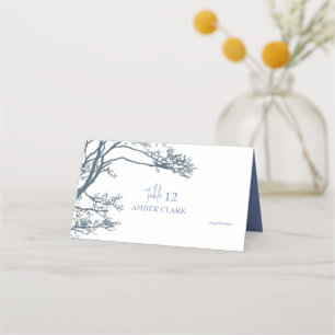 Carte De Placement Mariage Boho d'arbre simple bleu
