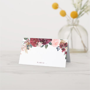 Carte De Placement Mariage boho rustique bordeaux aquarelle
