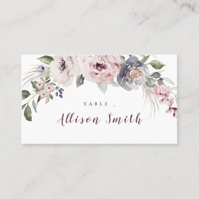 Carte De Placement Mariage boho rustique couleur rose pâle (Devant)