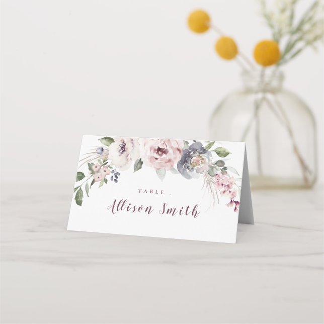 Carte De Placement Mariage boho rustique couleur rose pâle (Devant)