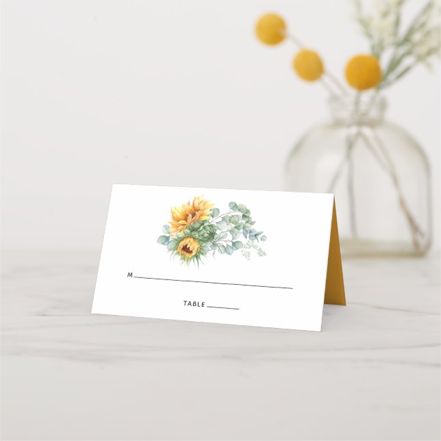 Carte De Placement Mariage Boho Sunflower Eucalyptus (Devant)