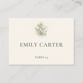 Carte De Placement Mariage botanique à l'eucalyptus vert sauge