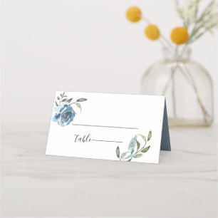Carte De Placement Mariage botanique bleu Dusty