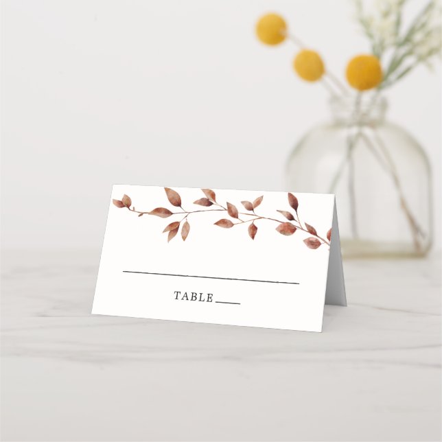 Carte De Placement Mariage botanique de feuilles d'automne simples (Devant)