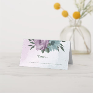 Carte De Placement mariage botanique de fleurs bleues violettes