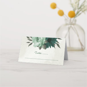 Carte De Placement mariage botanique des fleurs vert émeraude