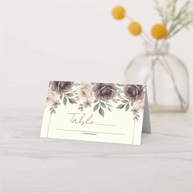 Carte De Placement Mariage botanique Dusty Mauve & Ivory Bloom (Devant)
