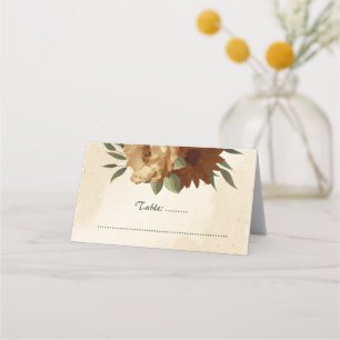 Carte De Placement mariage botanique fleuri en terre cuite rustique