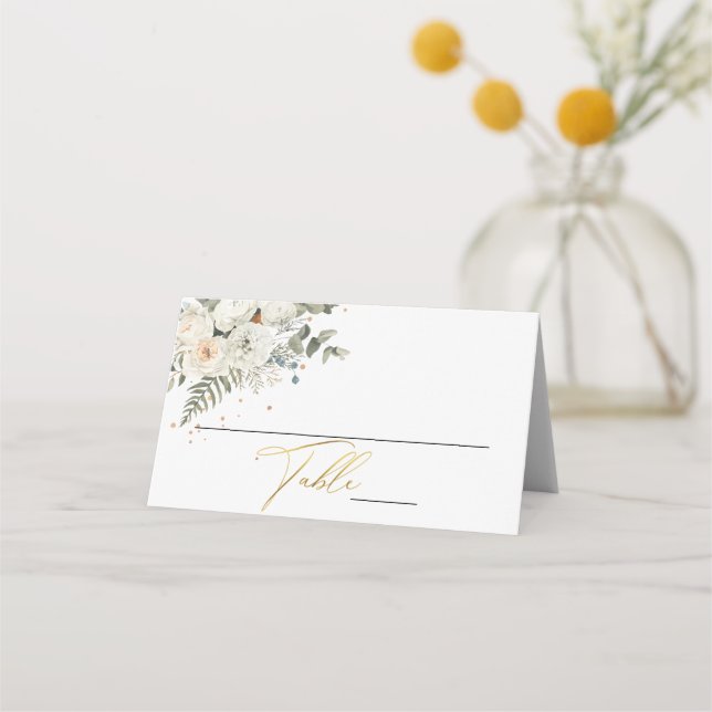 Carte De Placement Mariage Botanique Floral Doux Pâle (Devant)