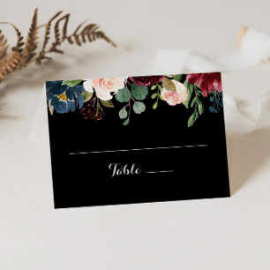 Carte De Placement Mariage botanique noir rustique