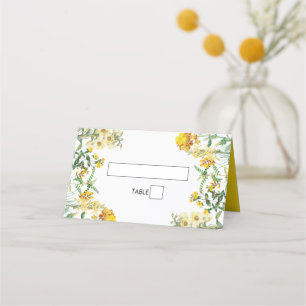 Carte De Placement Mariage botanique vintage jaune Aquarelle