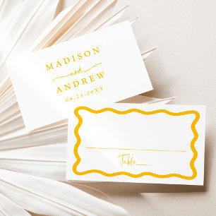 Carte De Placement Mariage Cadre Moderne Jaune Ondulé