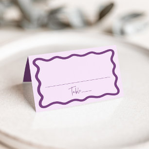Carte De Placement Mariage Cadre Moderne Violet Ondulé
