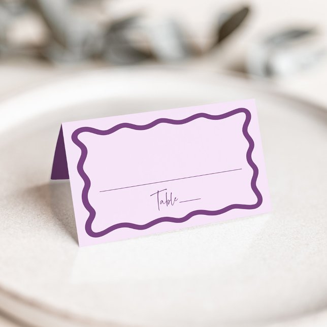 Carte De Placement Mariage Cadre Moderne Violet Ondulé (Créateur téléchargé)