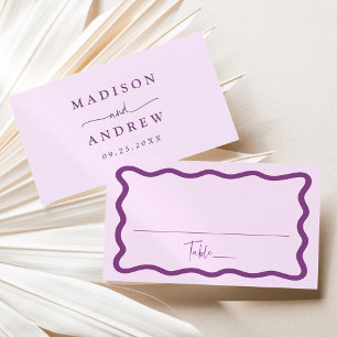 Carte De Placement Mariage Cadre Moderne Violet Ondulé