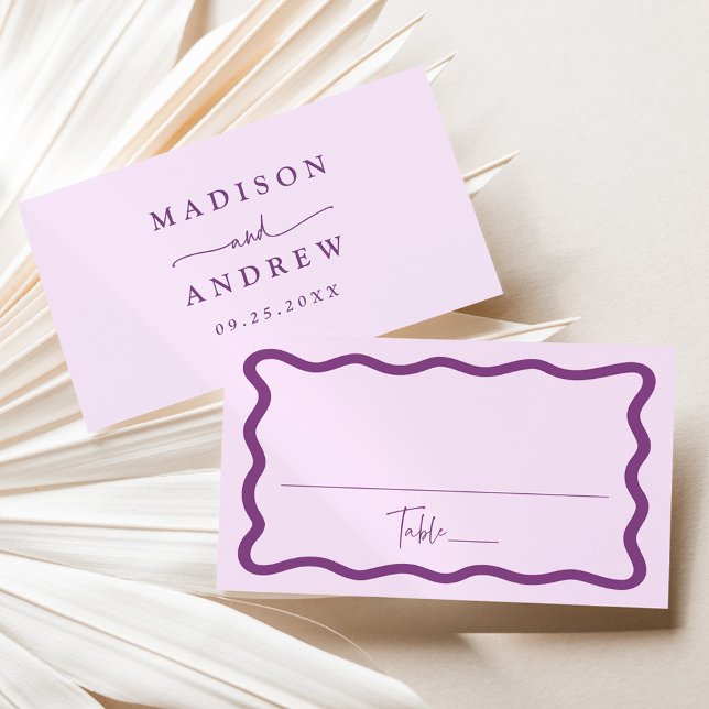 Carte De Placement Mariage Cadre Moderne Violet Ondulé (Créateur téléchargé)
