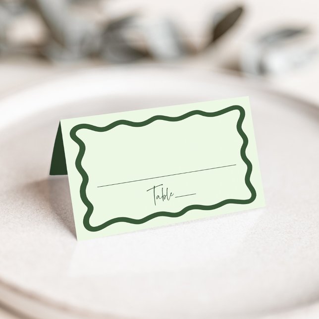 Carte De Placement Mariage Cadre Vert Moderne Ondulé (Créateur téléchargé)