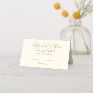 Carte De Placement Mariage Calligraphie Élégant Or Ivoire M. Mme