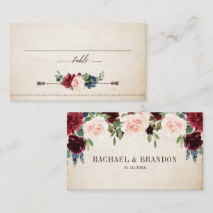 Carte De Placement Mariage campagnard de Boho Rustique Floral de la m