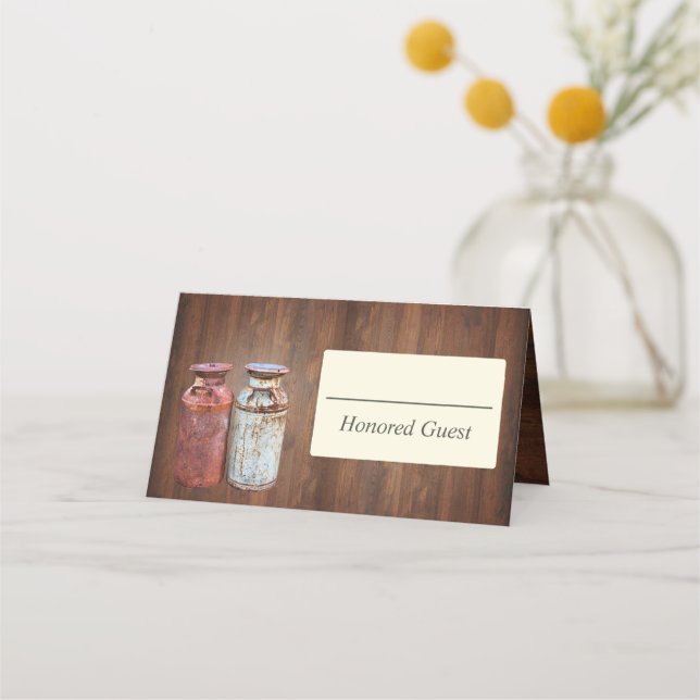 Carte De Placement Mariage campagnard de canettes de lait Rustique Vi (Devant)