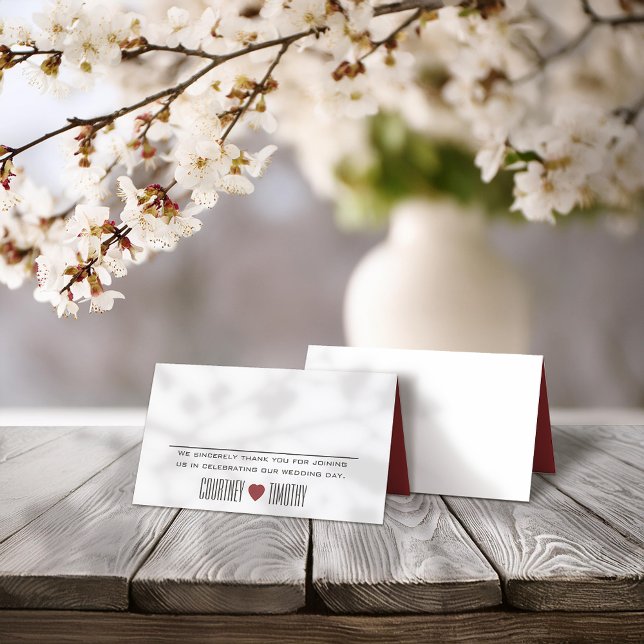 Carte De Placement Mariage cardiaque minimaliste (Créateur téléchargé)