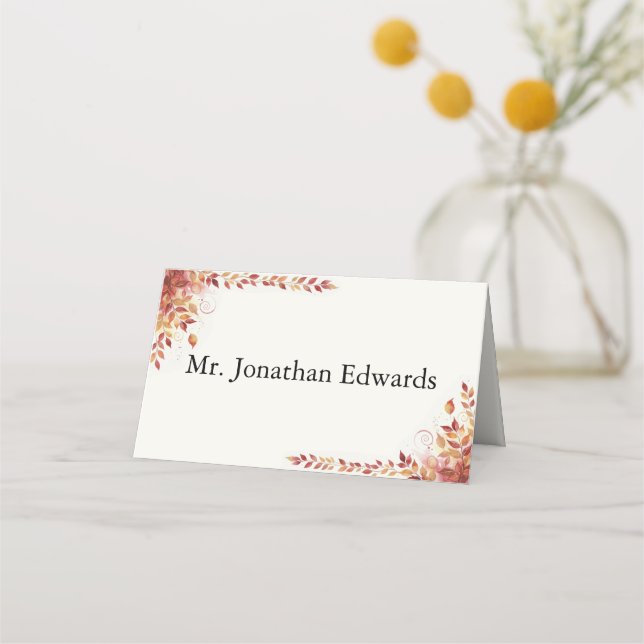 Carte De Placement Mariage Catholique Rouge et Or d'Automne (Devant)