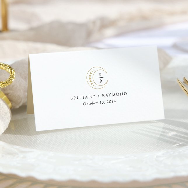Carte De Placement Mariage céleste de la lune d'or (Créateur téléchargé)