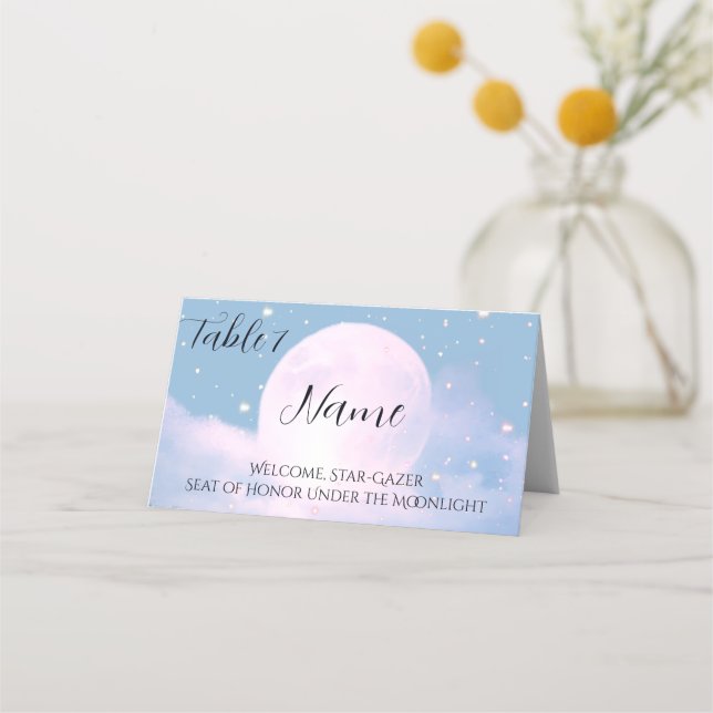 Carte De Placement Mariage céleste de rêve baigné de clair de lune (Devant)