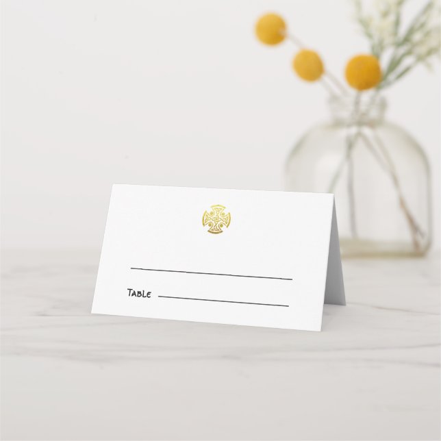 Carte De Placement Mariage celtique Faux Gold Celtic Knot Cross (Devant)