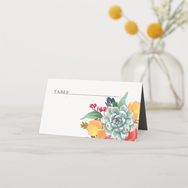 CARTE DE PLACEMENT MARIAGE CHARME BOHÈME ANTELLOPE FLEURIE SUCCULENTE (Devant)